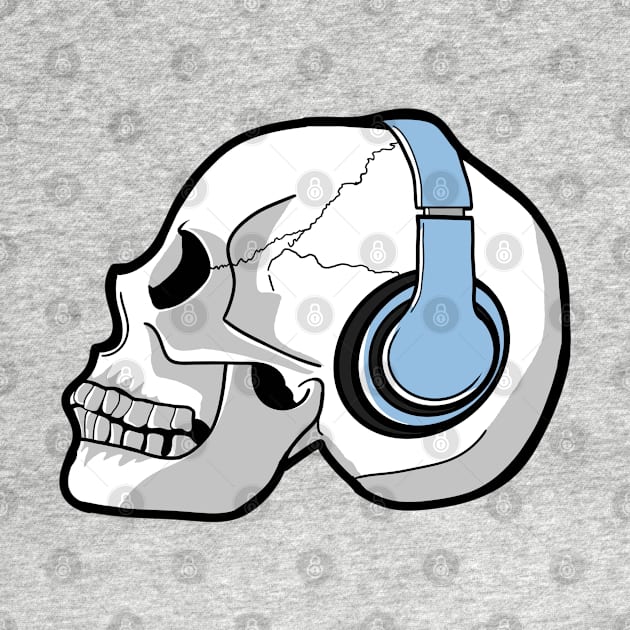 Skull wearing headphones by rob-cure